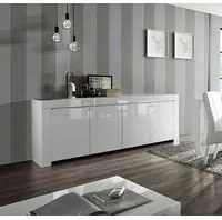 Credenza Moderna, Madia di Design, 4 ante, Bianco Lucido ZLCAML-MDG