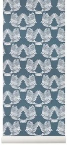 Vogel Tapete Birds von Ferm Living - Dark Green/ Offwhite