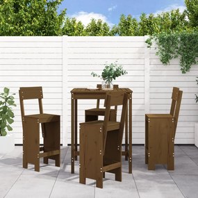 Set Bar Da Giardino 5 Pz Ambra İn Legno Massello Di Pino /