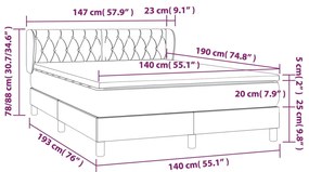 Giroletto a Molle con Materasso Blu 140x190 cm in Tessuto