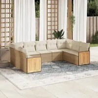 Set Divano da Giardino 8 pz con Cuscini Beige in Polyrattan 3227927