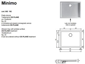 Minimo Piatto Doccia Antiscivolo 70x90 Bianco Lucido