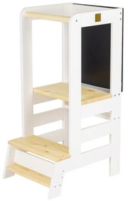 Torre di apprendimento bianca/di colore naturale in pino massiccio Montessori – Meowbaby