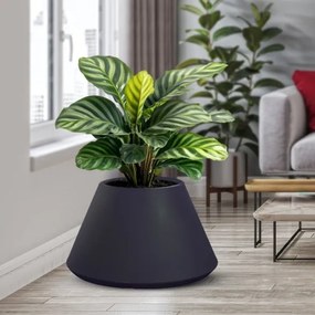 Vaso in resina da esterno interno tondo conico d.60x35h Stromboli Antracite