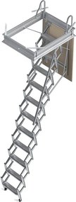 Scala retrattile in acciaio galvanizzato, foro 70x100 cm, H da 2.76 a 3.00 m, 11 gradini, con corrimano