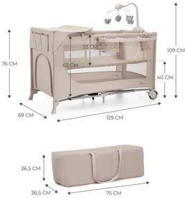 KINDERKRAFT - Culla da viaggio JOY 2 con accessori beige