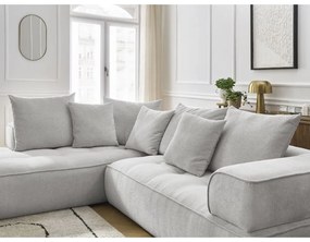 Divano angolare grigio chiaro (penisola a sinistra/a L) con rivestimento in ciniglia Whesley – Bobochic Paris