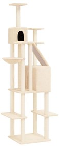 Albero per gatti con tiragraffi in sisal crema 201 cm