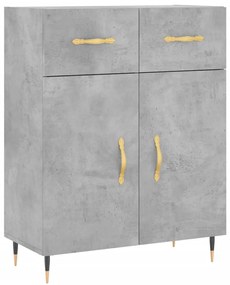 Credenza Grigio Cemento 69,5x34x180 cm in Legno Multistrato