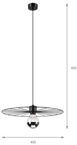 Lampadario a sospensione con filo MONTANA 1xE27/15W/230V diametro 45 cm nero