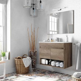 MOBILE BAGNO SOSPESO CON SPECCHIO COTTON 80 CM 2 ANTE