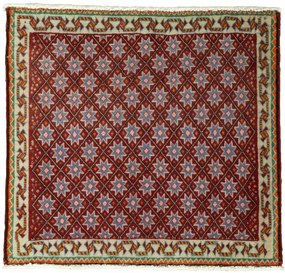 Shiraz Tappeto 70 x 60 Rosso (Iran) Annodato A Mano