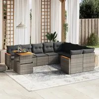 Set Divano da Giardino 10 pz con Cuscini Grigio in Polyrattan 3273244