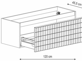 Mobile da bagno sotto lavabo Pixel grid blu laccato opaco L 120 x H 40 x P 45.5 cm 1 cassetto, lavabo non incluso