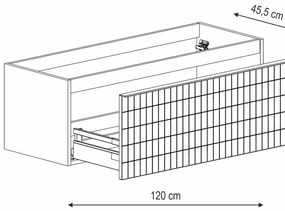 Mobile da bagno sotto lavabo Pixel grid laccato opaco indaco e maniglia alluminio nero laccato opaco L 120 x H 40 x P 45.5 cm 1 cassetto, lavabo non incluso