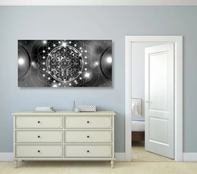 Stampa su tela – Mandala affascinante in bianco e nero