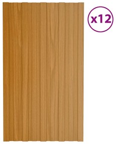 Pannelli Da Tetto 12 Pz İn Acciaio Zincato Naturale 80x45 Cm /