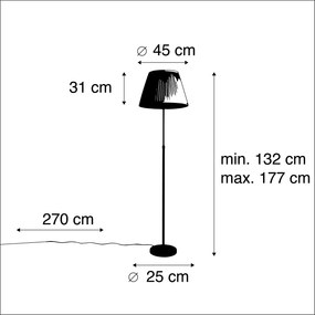 Lampada da terra nera con paralume plissettato crema 45 cm regolabile - Parte