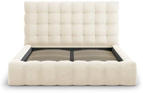 Letto matrimoniale imbottito beige con contenitore con griglia 200x200 cm Bali - Cosmopolitan Design