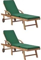 Lettini Prendisole con Cuscini 2 pz in Legno di Teak Verde cod mxl 8688