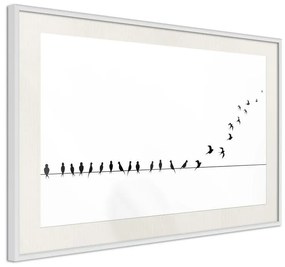 Poster  Birds on a Wire  Cornice Quadri Cornice nera con pass-partout, Larghezza x Altezza Home decor 60x40