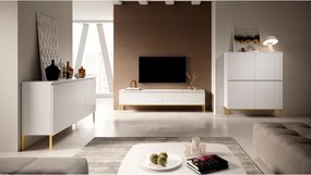 Mobile TV Da Terra 150 Cm 2 Ante Bianco Piedini Oro Lume