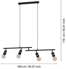Eglo 900177 - Lampadario a sospensione con filo LURONE 4xE27/10W/230V
