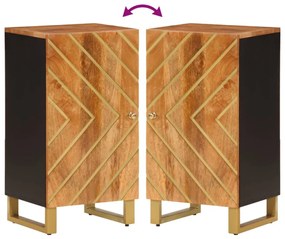 Credenza Marrone e Nera 40x33,5x75cm in Legno Massello di Mango