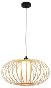 Lampadario Nordico Bambo Metallo Nero 1 Luce E27