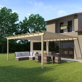 Pergola addossata Eagle in legno struttura marrone L 594 x P 594 x H 272 cm