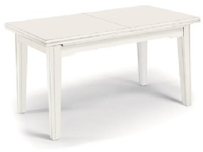 Tavolo allungabile in legno massello bianco opaco 180x85 cm