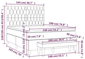 Giroletto a Molle con Materasso Marrone Scuro 140x190cm Tessuto