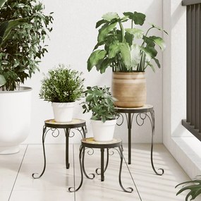 Supporti Per Piante 3 Pz Terracotta E Bianco İn Ceramica /