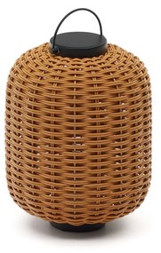 Kave Home - Lampada da tavolo piccola portatile Saranella in rattan sintetico marrone