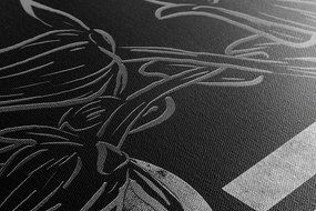 Quadro su tela – Fiori etnici in bianco e nero