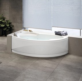 Vasca idromassaggio angolare 150x85 sinistra senza disinfezione con telaio ed 1 pannello bianco lucido Vogue Novellini