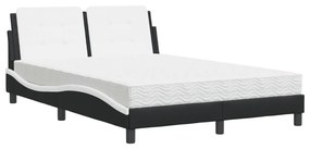 Letto con materasso nero e bianco 120x200 cm in similpelle