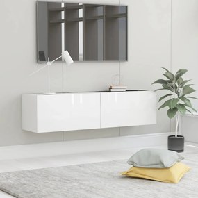 Mobile Porta Tv Bianco Lucido 120x30x30 Cm İn Legno Multistrato /