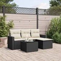 Set Divani da Giardino 5 pz con Cuscini in Polyrattan Nero 3251213