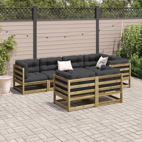 Set divani da giardino 7 pz in legno impregnato di pino