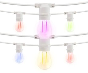 Catena di luci lineare 10 metri con 10 lampadine E27 Multicolore IP54 Bianca Wisdom