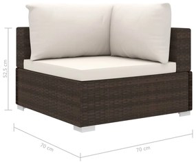 Set Divani da Giardino 11 pz con Cuscini in Polyrattan Marrone