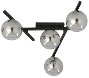 Plafoniera Moderna 4 Luci Teti In Acciaio Nero Bracci Regolabili E Vetro Fumè