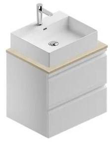 Mobile da bagno sotto lavabo Pull bianco laccato opaco L 60 x H 56 x P 46 cm 2 cassetti, lavabo non incluso