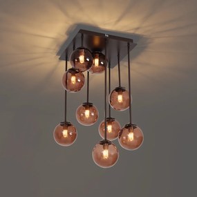 Plafoniera di design bronzo con vetro bronzo 9 luci - Athens