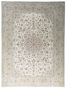 Kashan Tappeto 400x300 Beige (Iran) Annodato A Mano