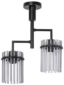 Lampadario a sospensione con supporto rigido 2xE27/60W/230V nero/fumé