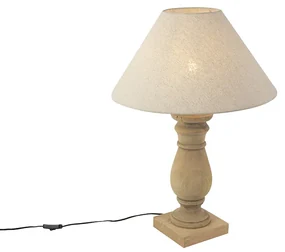 Lampada da tavolo rustica con paralume in lino beige 50 cm - Catnip