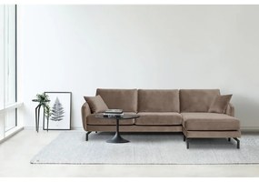 Divano angolare in velluto marrone-beige (angolo destro) Magic - Scandic