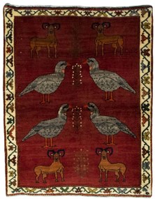 Gabbeh Tappeto 150 x 120 Rosso (Iran) Annodato A Mano